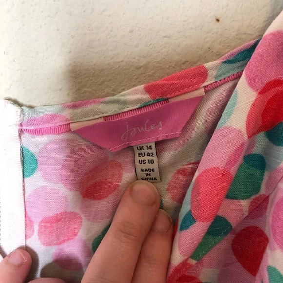 Joules Linen Blend Dress with Circles Size 10 - Picture 4 of 7